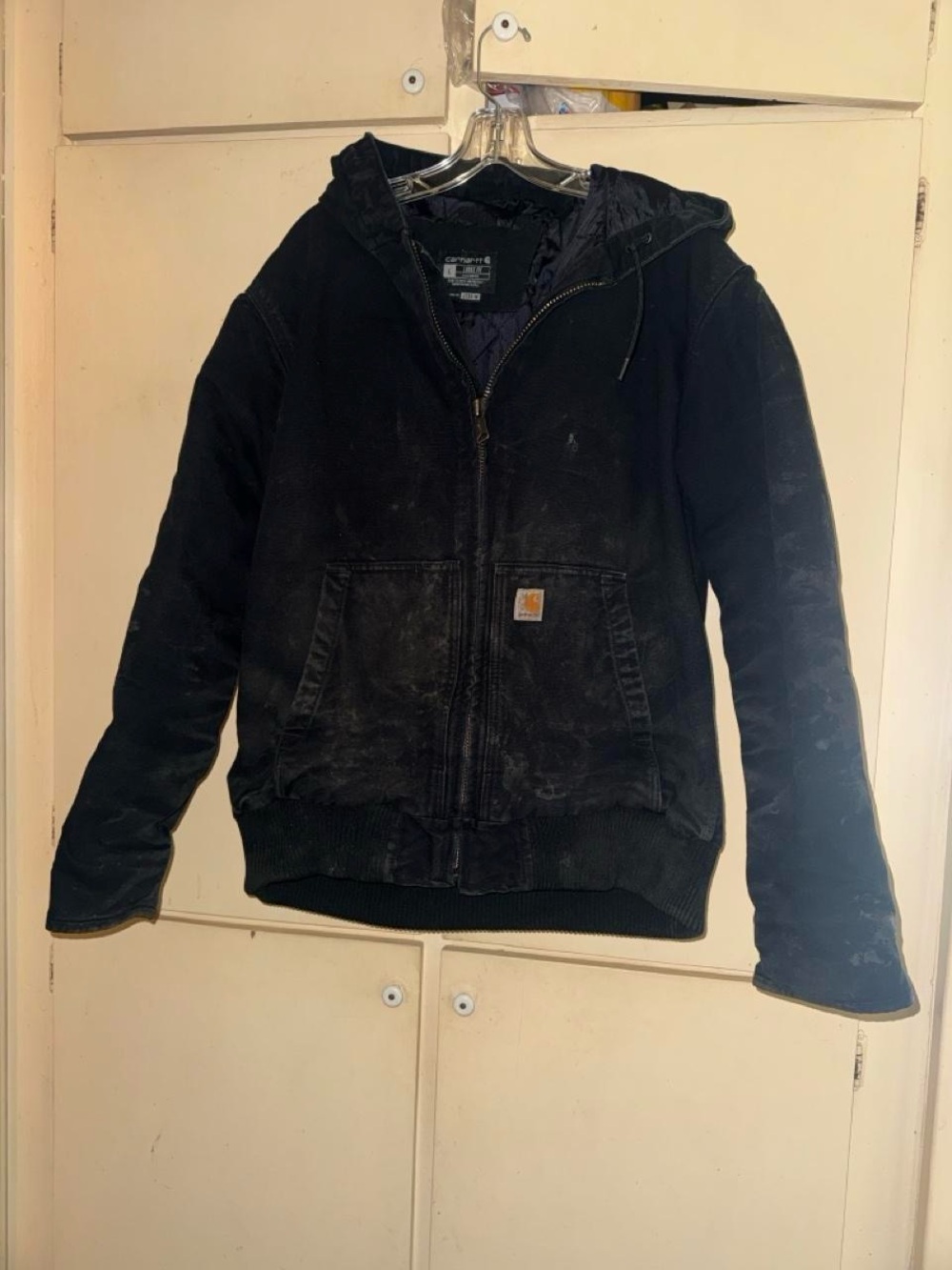 Carhartt Black Quilted Lined Hooded Jacket - Loose Fit